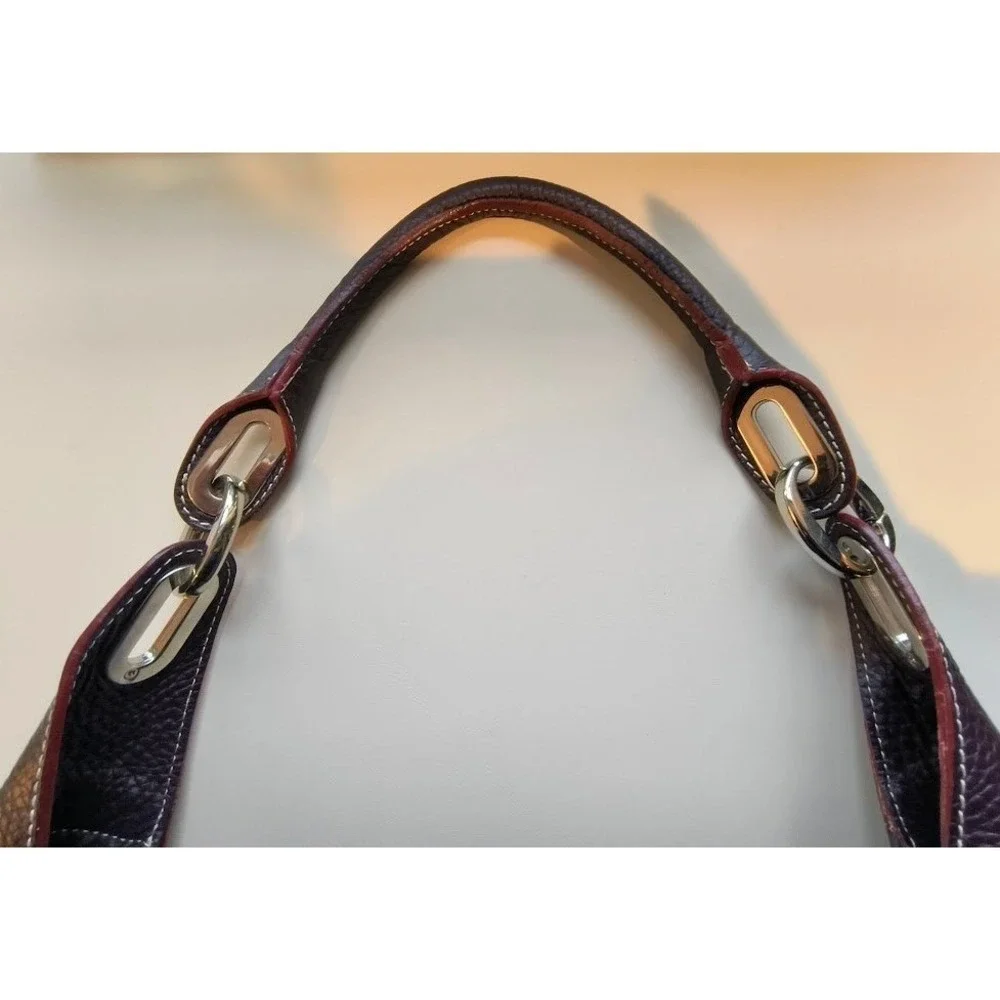 Guia's Oxblood Leather‎ Hobo Shoulder Bag Large Silver Hardware & Buckle Accents